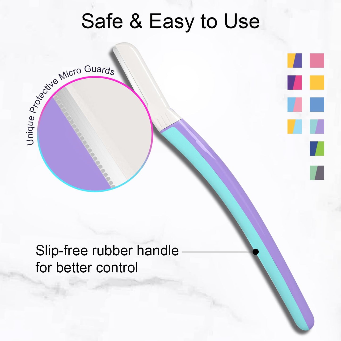 Skiennix Dermaplane Razor Set - 9 Pcs Eyebrow & Face Razors for Women | Travel Essentials in Wisteria