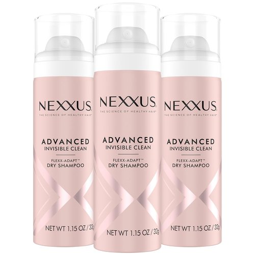 Nexxus Dry Shampoo - Advanced Invisible Clean for Soft, Shiny Hair | Travel-Size 3-Pack, 1.15 Oz Each, Rose & Waterlily Scent