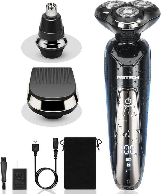Skiennix Electric Razor for Men - Waterproof Rechargeable Shaver with Nose & Sideburn Trimmer