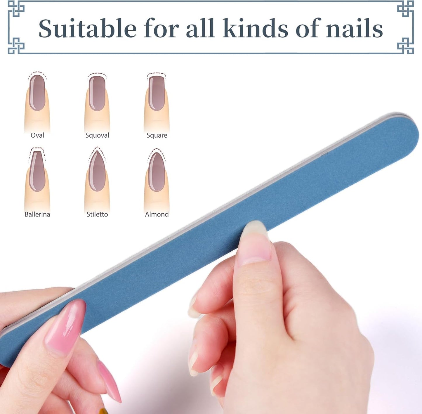 Skiennix Nail File Kit - 10PCS Double-Sided 240/240 Grit Emery Boards for Manicure & Pedicure