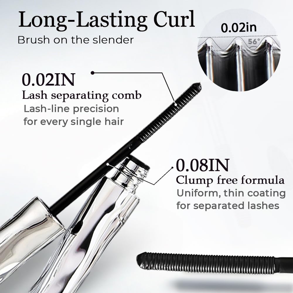 Skiennix Waterproof Mascara - Volumizing & Lengthening Formula with Metal Wand | Quick-Drying 3D Definition