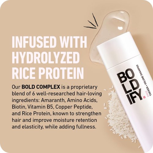 BOLDIFY Thickening Shampoo - Volumizing Rice Water Formula for Thinning, Oily Hair - 8oz