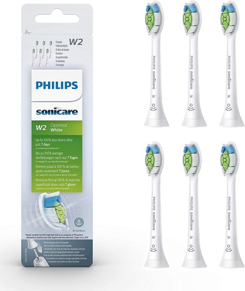 Philips Sonicare Sonic Toothbrush Heads - Optimal White Standard 6 Pack in Black (Model HX6066/10)