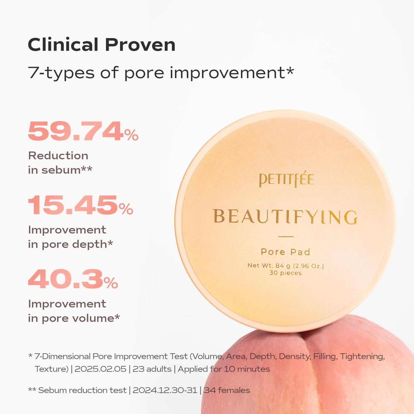 Skiennix Beautifying Pore Pads - Hydrogel Peach Formula with Collagen & Glutathione | 30 Pieces for Smooth Skin