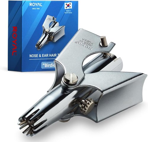 ROYAL [Made in Korea] Nose Hair Trimmer for Men Birdie, Manual, Battery-Free, Water-Resistance, Painless with Twelve Dual-Edged Blades, Patented Mechanism ET-4