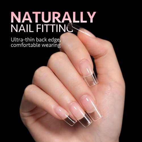 GAOY Medium Square Fake Gel Nail Tips, 12 Sizes False Full Cover Acrylic Press on Nails, 240Pcs Soft Half Matte Tips