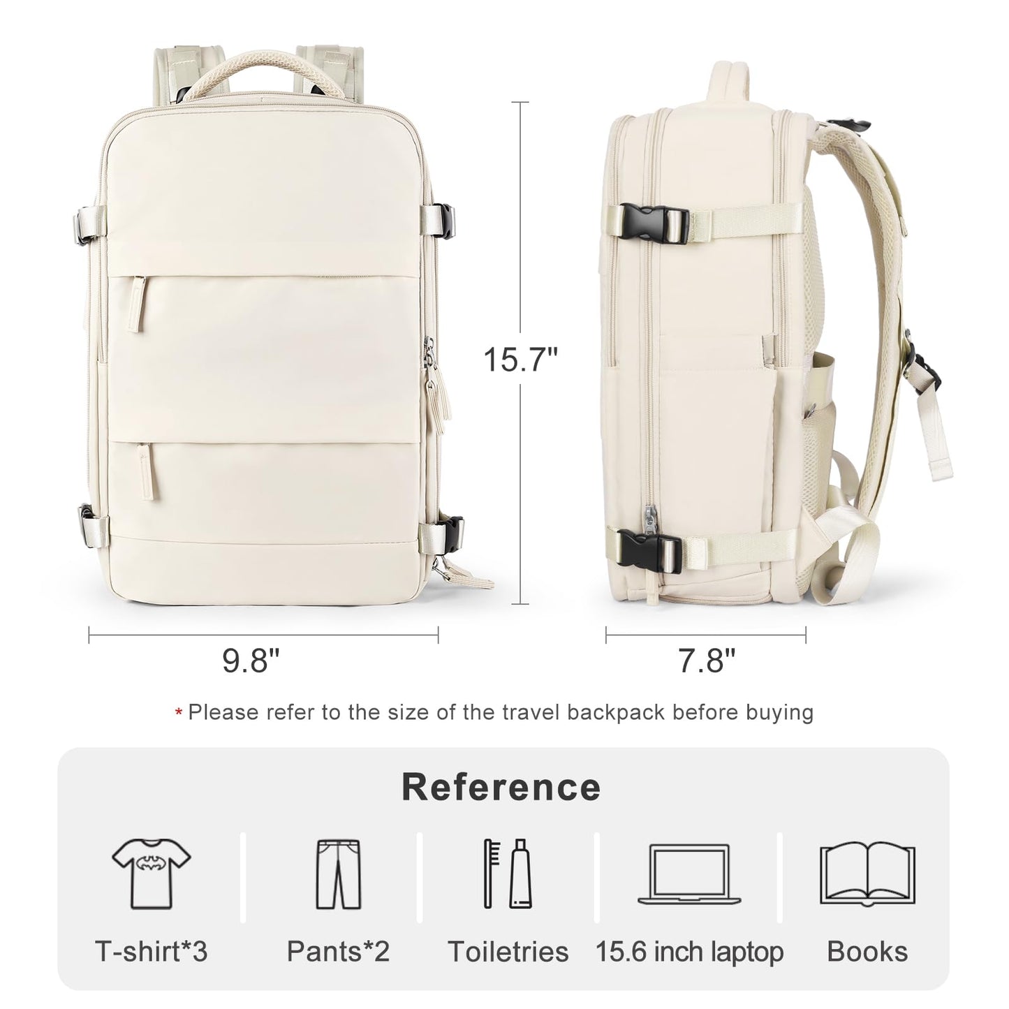 coofay Travel Backpack Carry on Flight Approved Mochila De Viaje Personal Item Backpack for Airlines Frontier Airlines Personal Item Bag Large Backpack for Travel Backpacks for Men Women Beige