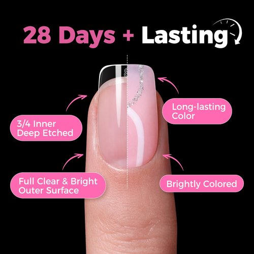 UNA GELLA Gel Nail Tips Square Short, 15 Sizes Short Square Press on Nails Pre Etched 300pcs Soft Gel Fake Nails Full Cover For Nail Extension Home DIY Salon for Flat & Curved Nail Beds