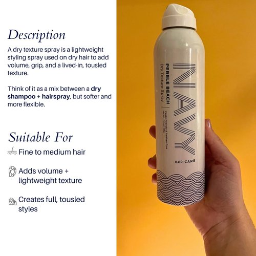 NAVY HAIR CARE Dry Texture Spray - Volumizing Spray for Thin & Fine Hair | Flexible Hold & Shine | 7 oz