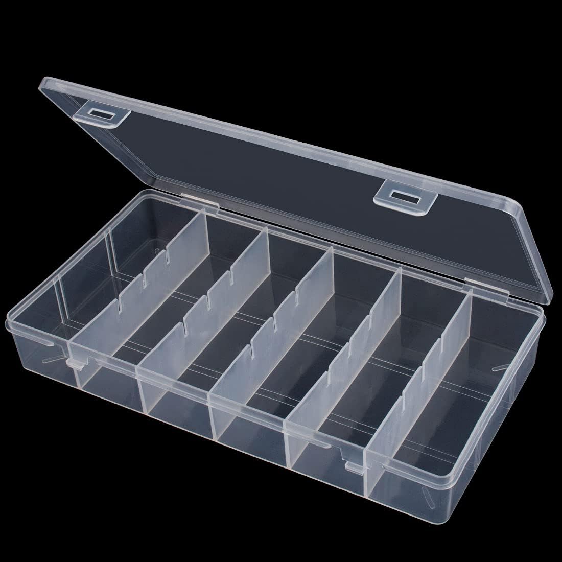Skiennix Clear Plastic Storage Box - Versatile Organizer for Makeup, Jewelry & Tackle (2-Pack)