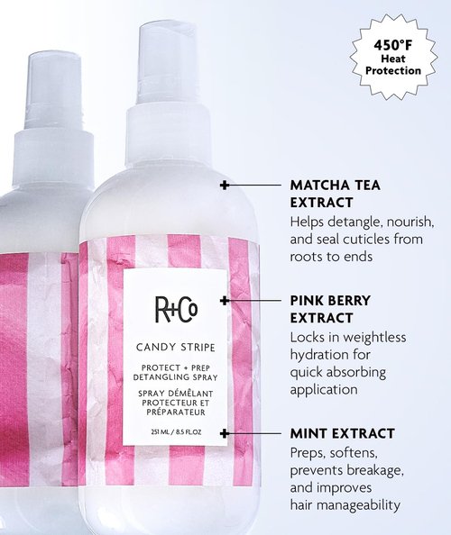 R+Co Candy Stripe Detangling Spray - Instantly Nourishes & Prevents Breakage | Vegan & Cruelty-Free | 8.5 Fl Oz