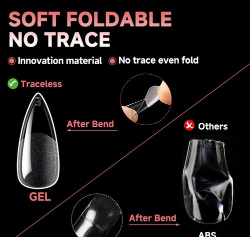 UNA GELLA Stiletto Gel Nail Tips: Full Cover 312Pcs No C Curve Halloween Stiletto Nail Tips Pre-buff Press On Nails Half Matte Almond Gel Tips for Nail Extension DIY Salon 12 Sizes