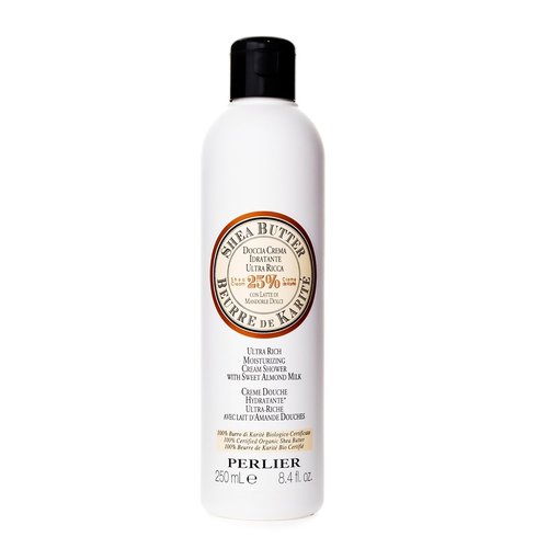 Perlier – Shea & Sweet Almond Bath & Shower Cream | 8.4 fl oz Gentle Moisturizer with 25% Organic Shea Butter
