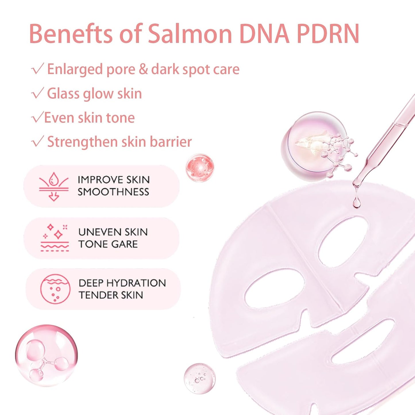 Skiennix 5 Pack Salmon DNA PDRN Pink Collagen Gel Face Mask - Overnight Hydrogel for Radiant, Hydrated Skin