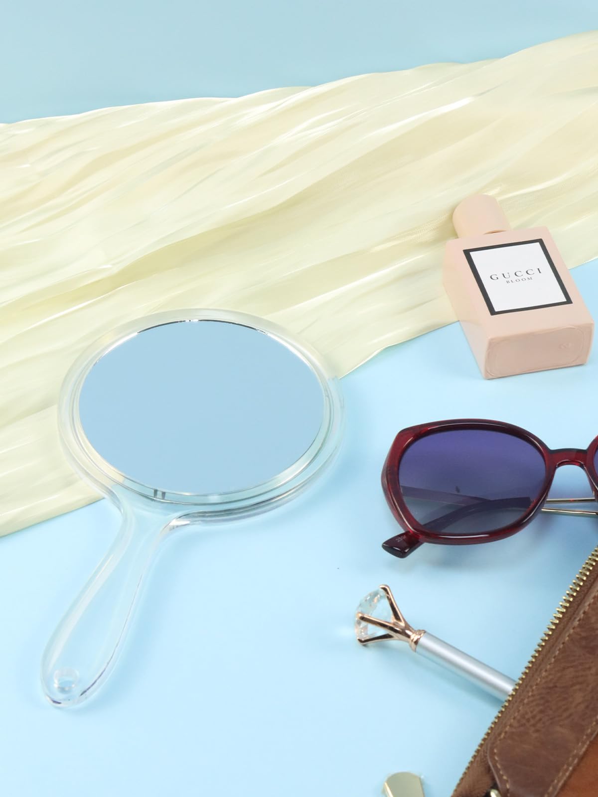 Macaki Hand Mirror, Double-Sided 1X/30X Magnifying Mirror with Handle, Acrylic, 8.3" L x 4.5" W, Clear, Pack of 1