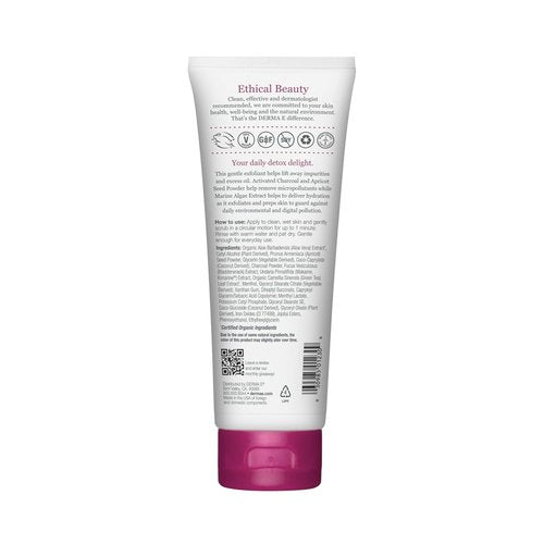 DERMA E Purifying Detox Facial Scrub - Activated Charcoal & Seaweed Extract, 4oz | Exfoliates & Brightens Skin