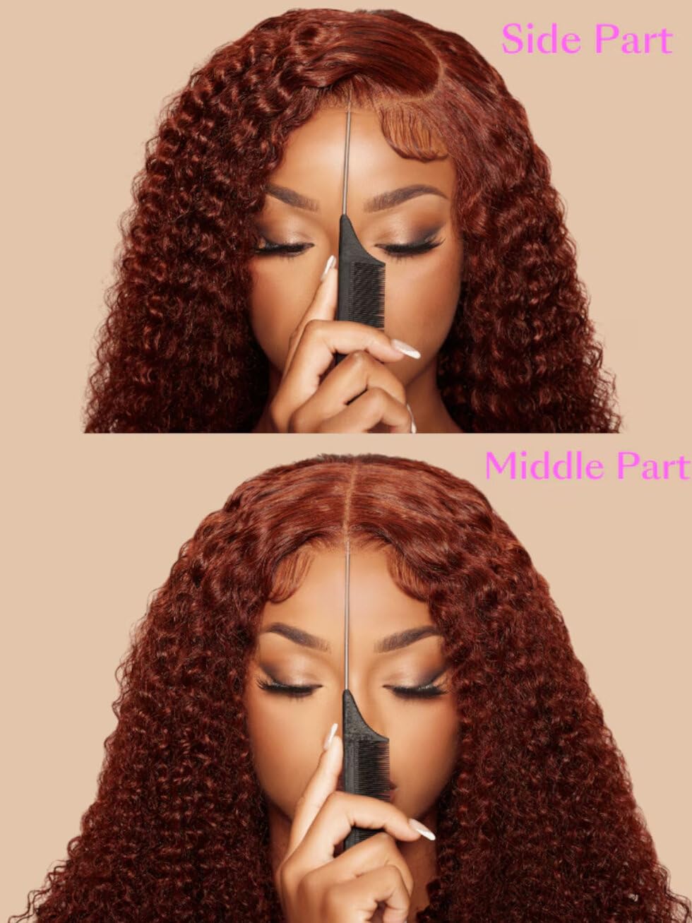 UNICE Bye Bye Knots Glueless Wig 7x5 Pre Cut Lace Front Wigs Human Hair Reddish Brown Deep Curly Invisible Knots Pre Everything Put on and Go Human Hair Wig Pre Plucked 150% Density 16inch