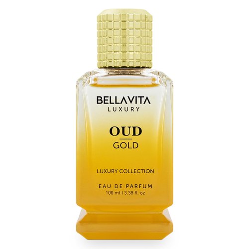 Bellavita Luxury Oud Gold Eau de Parfum | 100 ml (3.4 fl.oz.) | Perfume for Men and Women | Fruity, Caramel, Rose, and Ambery Oud Notes | Long Lasting Unisex Fragrance