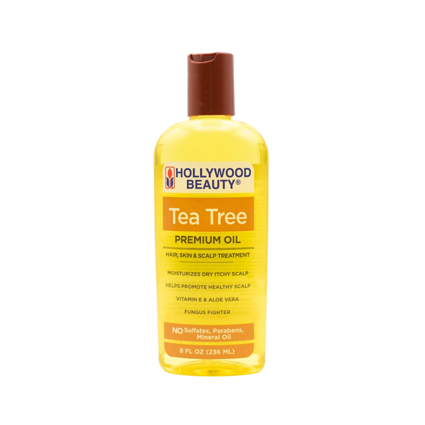 Hollywood Beauty Tea Tree Oil for Hair, Scalp, and Skin, 8 fl oz - Moisturizes Dry, Itchy Scalp, Fungus Fighter, Blended with Vitamin E & Aloe