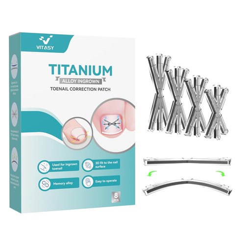 **Ingrown Toenail Treatment Kit - Titanium Alloy Corrector Tools with 4 Sizes & Quick Relief Strips | 8 Pieces**