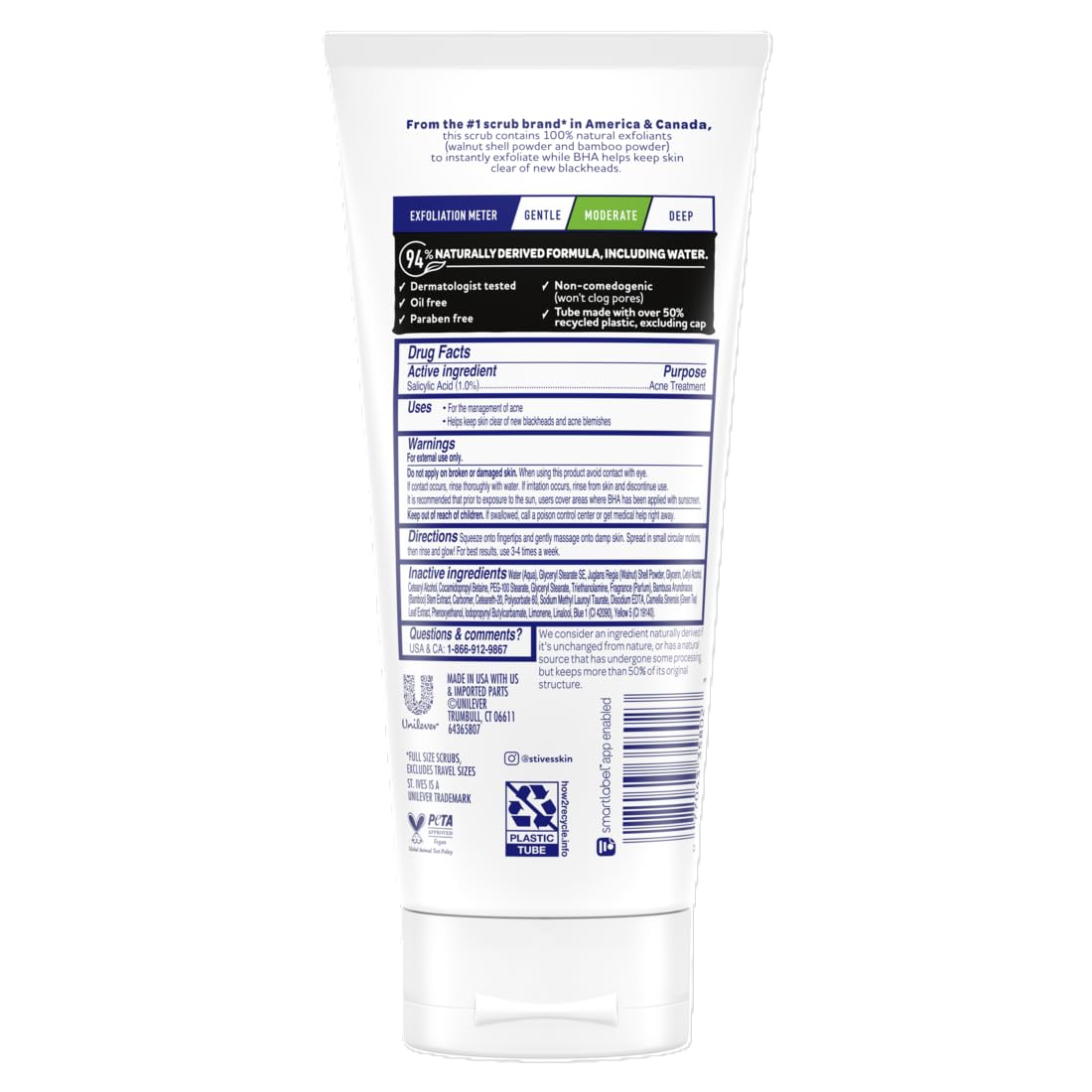 St. Ives Blackhead Clearing Face Scrub - Unclogs Pores & Clears Blackheads | Green Tea & Bamboo, 6 oz