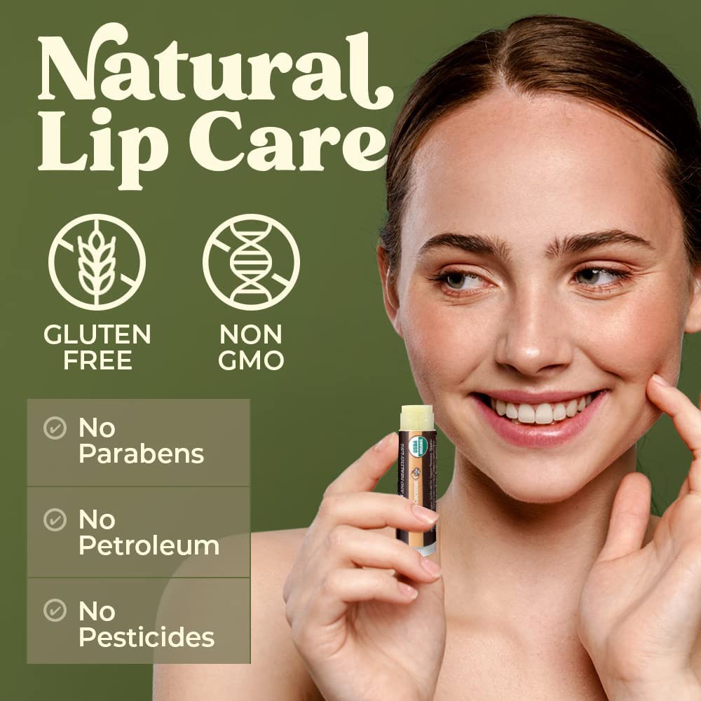 Earth's Daughter USDA Organic Lip Balm - Creamy Coconut Flavor | Beeswax & Vitamin E for Dry Lips - 4-Pack