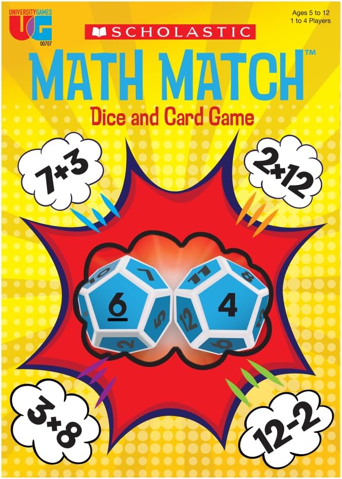 University Games | Scholastic Math Match Travel Dice Game - Fun Math Reinforcement for Kids Ages 5+