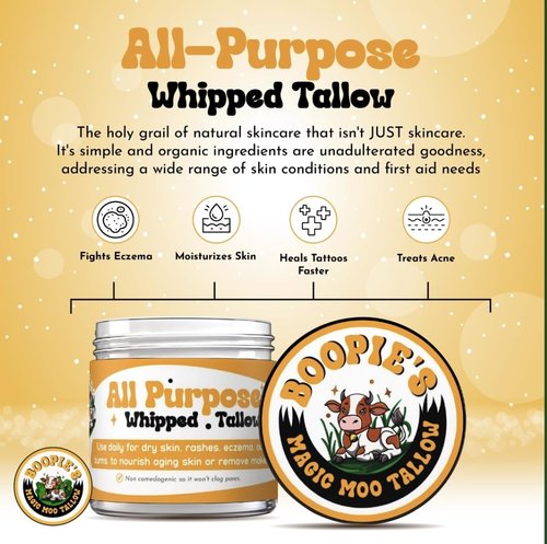 Magic Moo Whipped Beef Tallow Skincare - Organic Moisturizer for Acne, Eczema & Dry Skin | 4oz