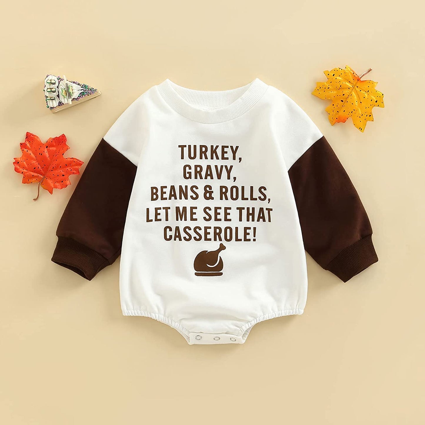 DOSYZTO Baby Boy Girl Thanksgiving Sweatshirt Outfit Turkey Print Sweaters Romper Warm Fall Shirts Winter Clothes (Turkey Patchwork White Romper,12-18 Months)