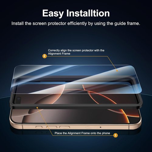 NEW'C iPhone 17 & 16 Pro Screen Protector - 3 Pack, Enhanced Tempered Glass, Case Friendly, Easy Install