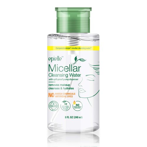 Epielle Micellar Cleansing Water - Gentle Makeup Remover for All Skin Types | 8 Fl Oz | Perfect for Spa Days & Gift Sets
