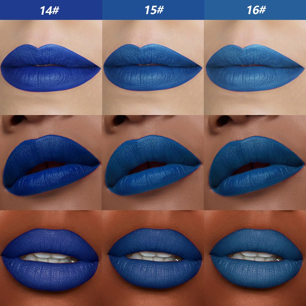 Skiennix Blue Lipstick Set - 3 Matte Cream Shades for Cosplay & Festival Makeup | Vegan Friendly