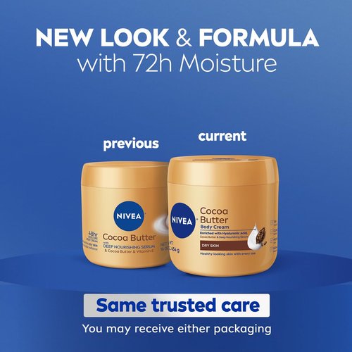 NIVEA Cocoa Butter Body Cream - Deep Nourishing Formula for Dry Skin | 16 Ounce Jar