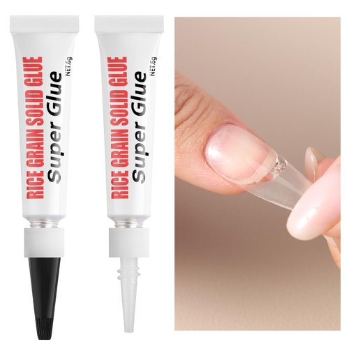 FSpronail Semi Solid Nail Glue for Press On Nails No Need UV Lamp, Super Strong Quick Drying Clear Gel Nail Tips Glue Bonding Gel X Nails False Tip Extension Tools 6g*2PCS