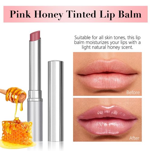 FeiCuiYun Pink Honey Tinted Lip Balm - Sheer Hydrating Lip Gloss & Moisturizing Color for All Skin Tones