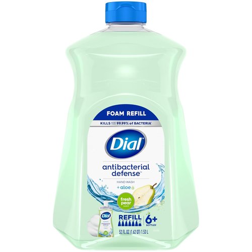 Dial Antibacterial Foaming Hand Soap Refill - Fresh Pear Scent | 52 Fl Oz for Effective Cleanliness