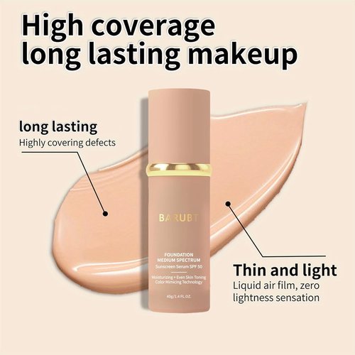 4 in 1 Color Changing Foundation - Medium Spectrum, Long-Lasting Waterproof Makeup, Hydrating Concealer, 1.4 Fl. Oz.