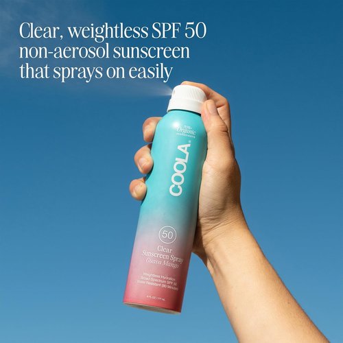 COOLA Organic Sunscreen SPF 50 - Vegan Sunblock Spray for Daily Protection | Guava Mango Scent