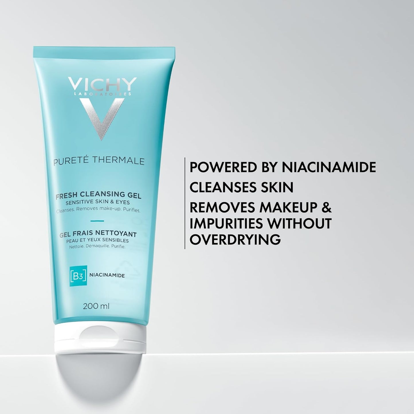 VICHY Pureté Thermale Cleansing Gel - Gentle Makeup Remover With Glycerin & Niacinamide, 6.7 Fl Oz