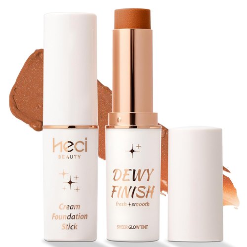 HECI BEAUTY Tinted Foundation Stick - Hydrating Balm to Cream Foundation for Light to Medium Coverage, Deep, 0.25 oz