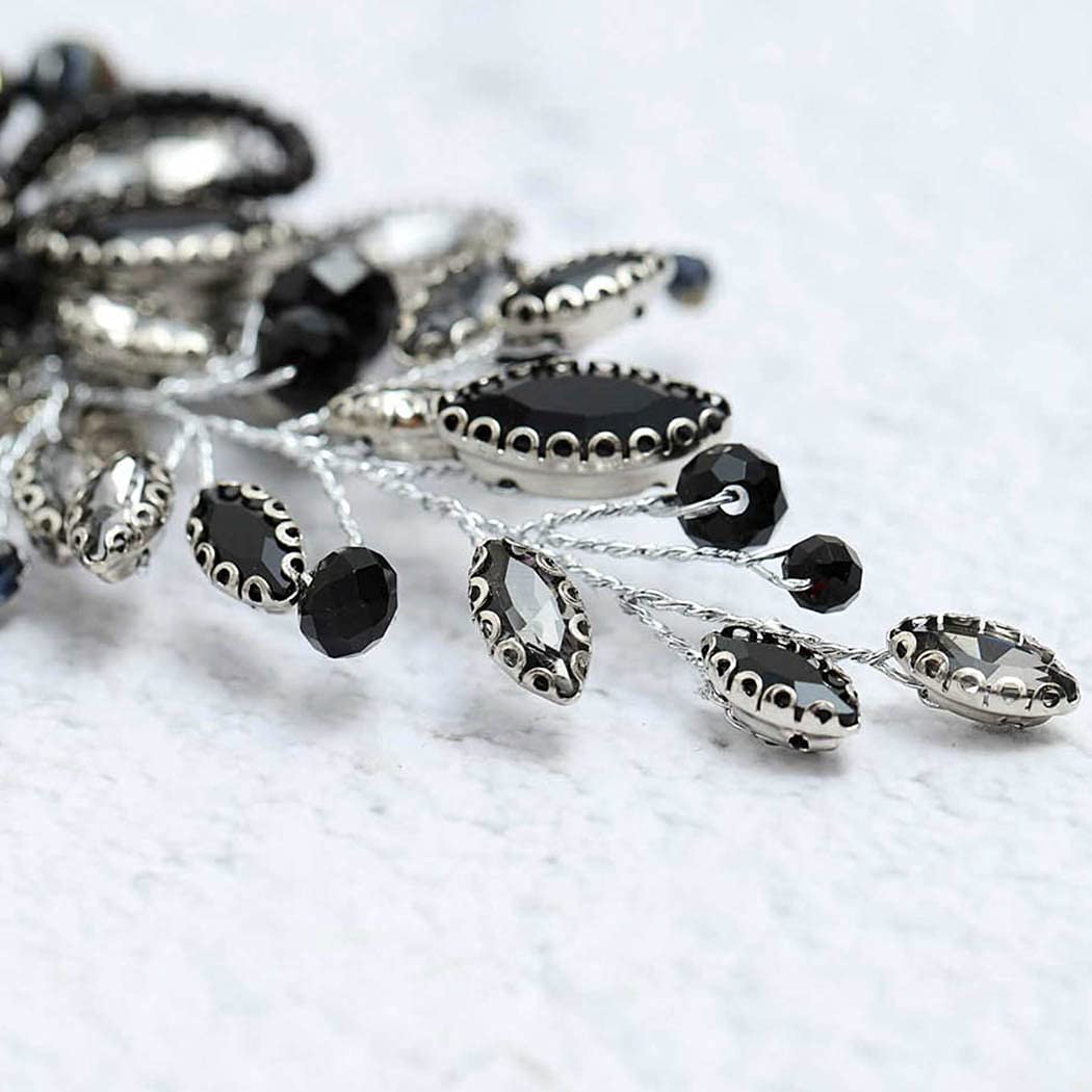 Brishow Black Wedding Hair Comb Rhinestones Opal Crystal Vintage Bridal Hair Clips Bride Hairpiece Handband Accessories for Women and Girls