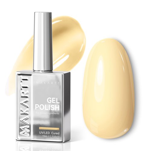 Makartt Pastel Yellow Gel Nail Polish: 15ML Hema-Free Butter Yellow Nail Polish High Gloss Effect Soak Off UV LED Nail Art Manicure DIY Home Salon Gift for Women