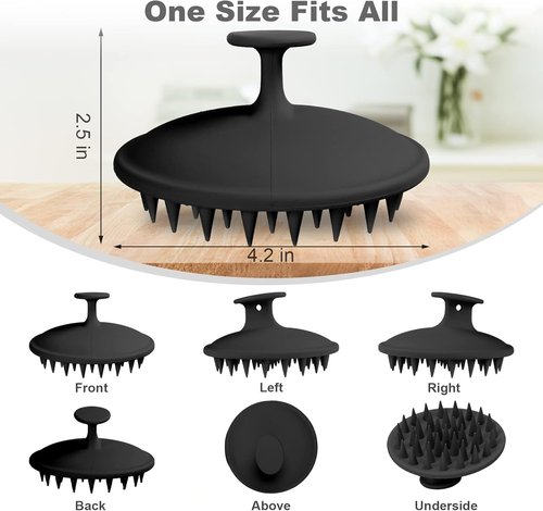 Meartchy Silicone Scalp Massager - Hair Growth & Dandruff Removal Brush | Soft Bristles for Wet & Dry Use (Black)