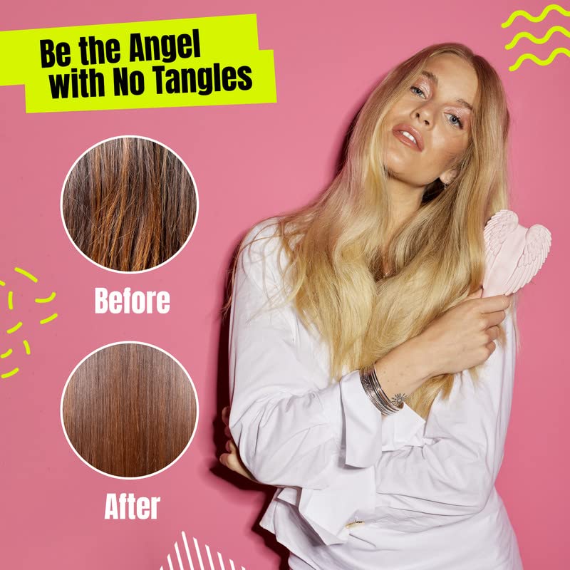 Tangle Angel Detangling Hair Brush - Anti-Static Wing Design for Effortless Styling | Gloss Pink