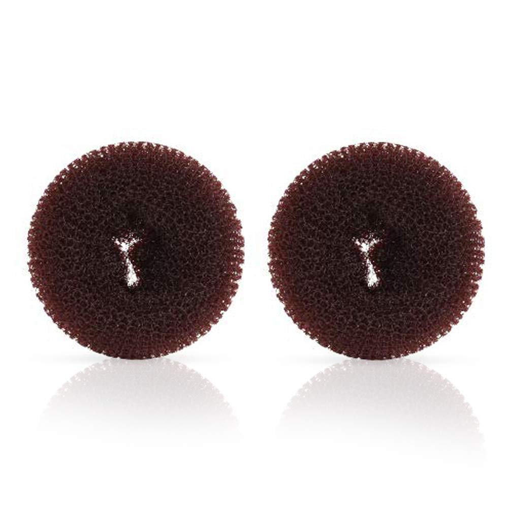 Skiennix Hair Donut Shaper - 2PCS Extra Ring Style Bun Maker for Kids' Short & Thin Hair | 2.5 Inch, Brown