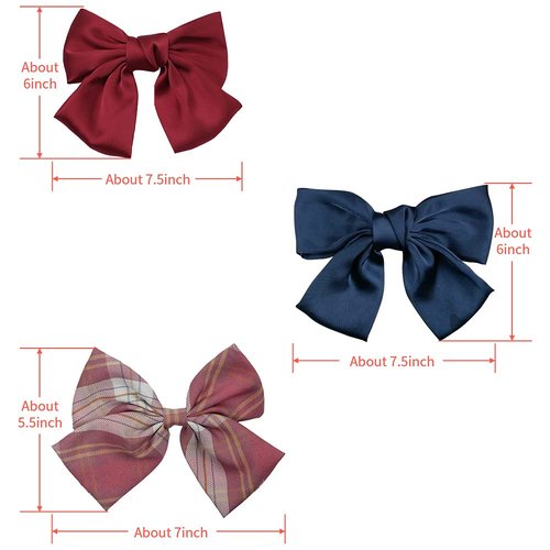 6 Pcs Big Bow Hair Barrettes 8 Inch Leopard Rhombus Floral Satin Hair Bow Handmade Ribbon Bow knot Hair Clips for Fashion Women