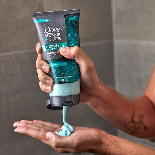 Dove Men+Care Eucalyptus Body and Face Scrub Deeply Exfoliates for Hydrated & Nourished Skin 100% Gentle Cleanser, No Sulfate Cleansers or Parabens