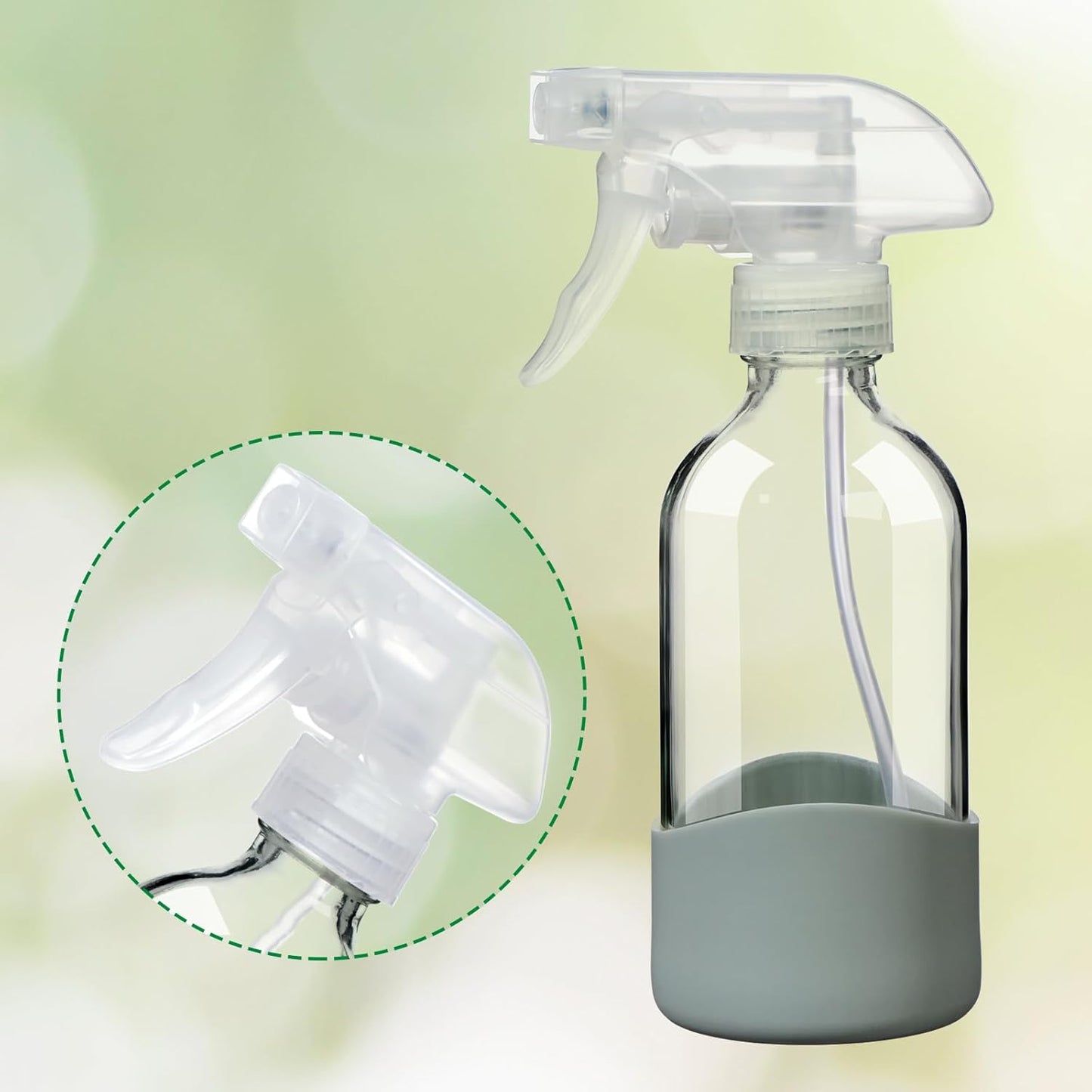 Skiennix 8oz Clear Glass Spray Bottles - Refillable, Leakproof Design for Cleaning, Hair, Plants & Essential Oils | Eco-Friendly, Adjustable Nozzle
