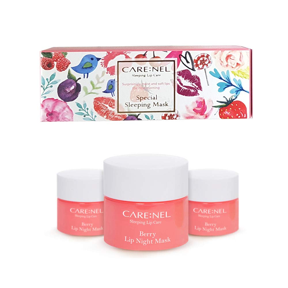 CARENEL Lip Sleeping Mask 5g (Berry2+Lime1) - Moisturizer for Dry Lips - Overnight Treatments Balm, Day and Night Repair Gloss, Scrubs Exfoliator