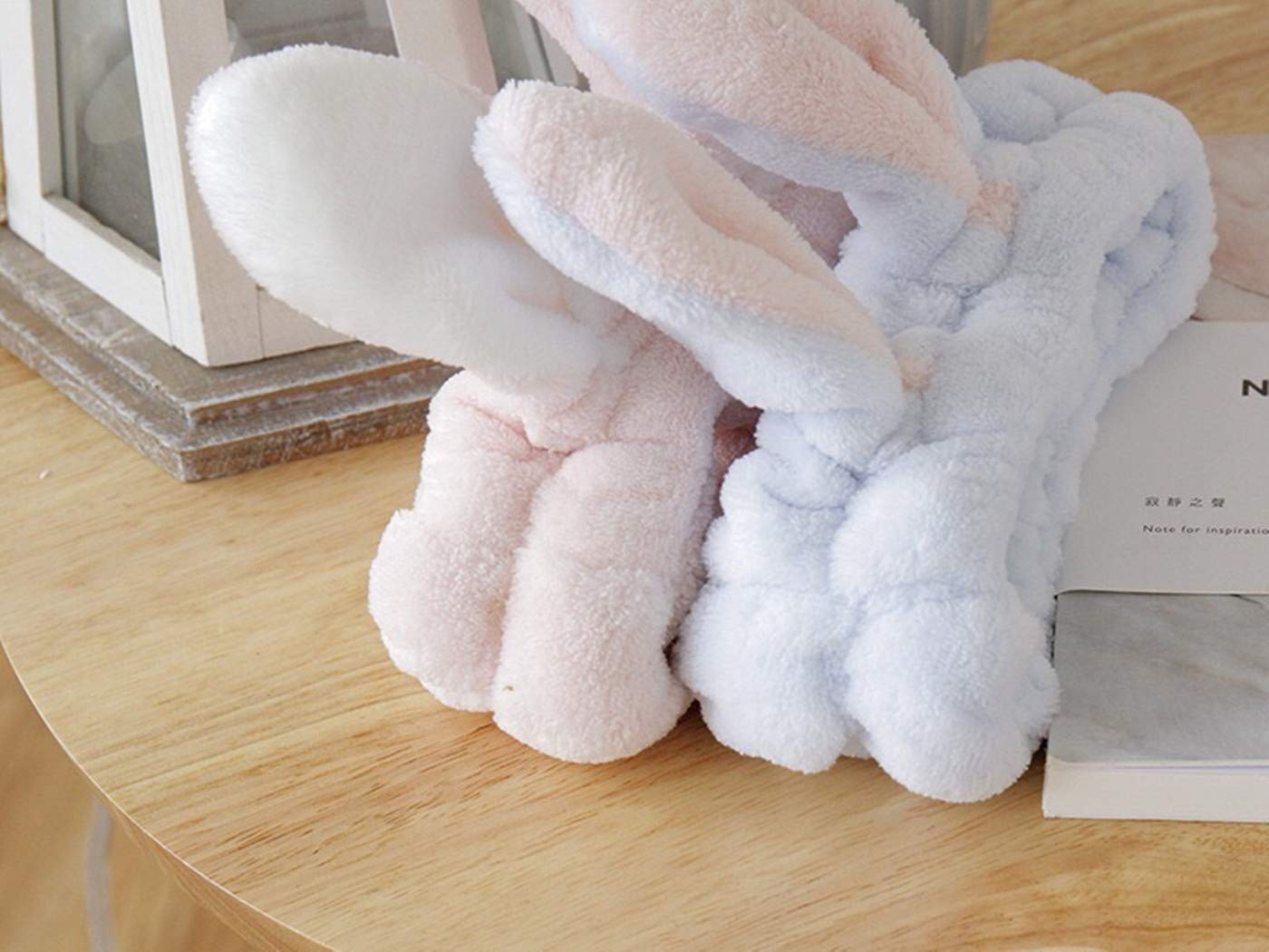 Skiennix Women’s Flannel Bunny Ear Makeup Headband - Soft & Elastic, 2-Pack for Comfort and Style